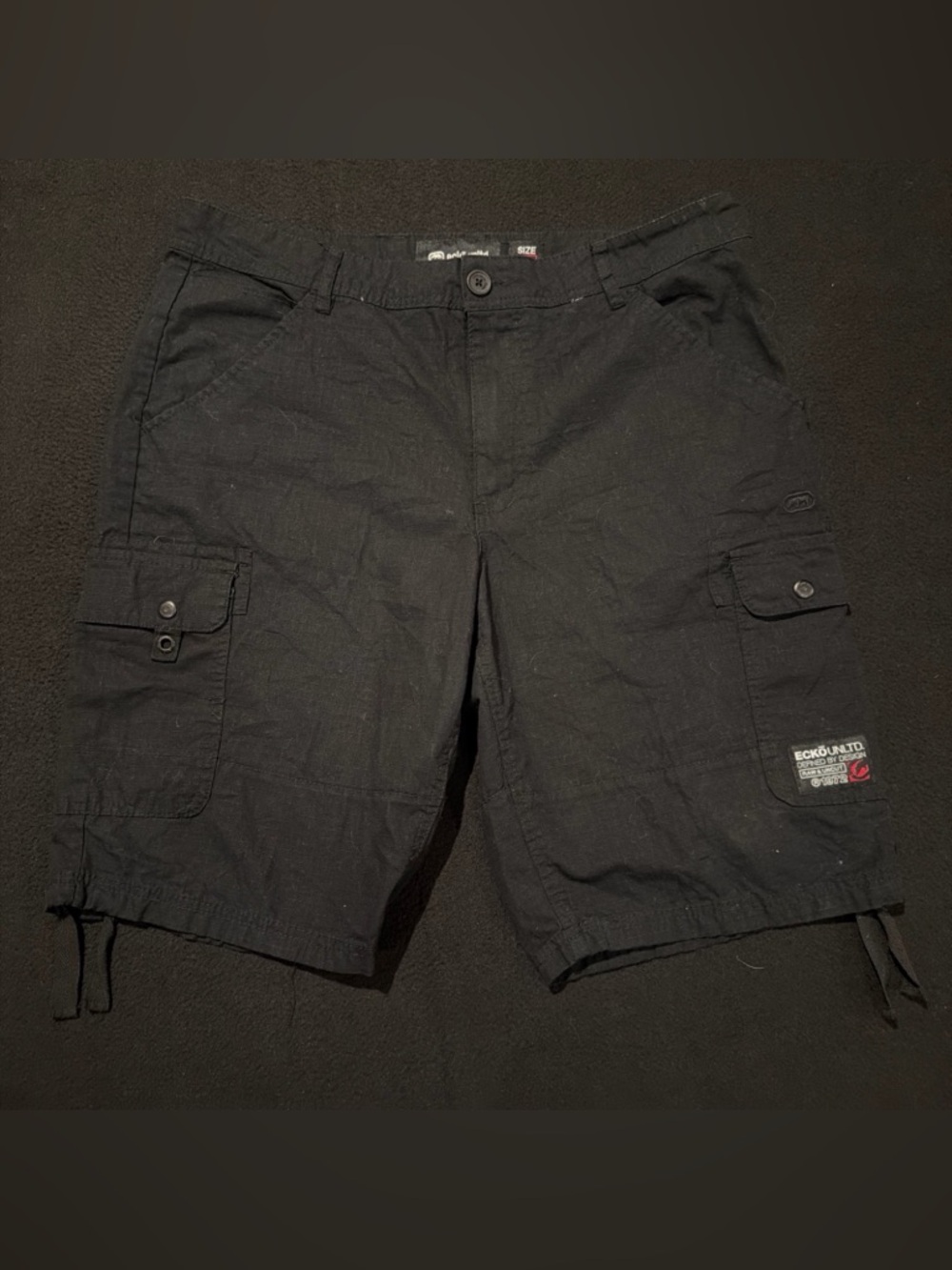 Ecko Unltd Ripstop Cargo Shorts Black 100% Cotton Men’s Size 36